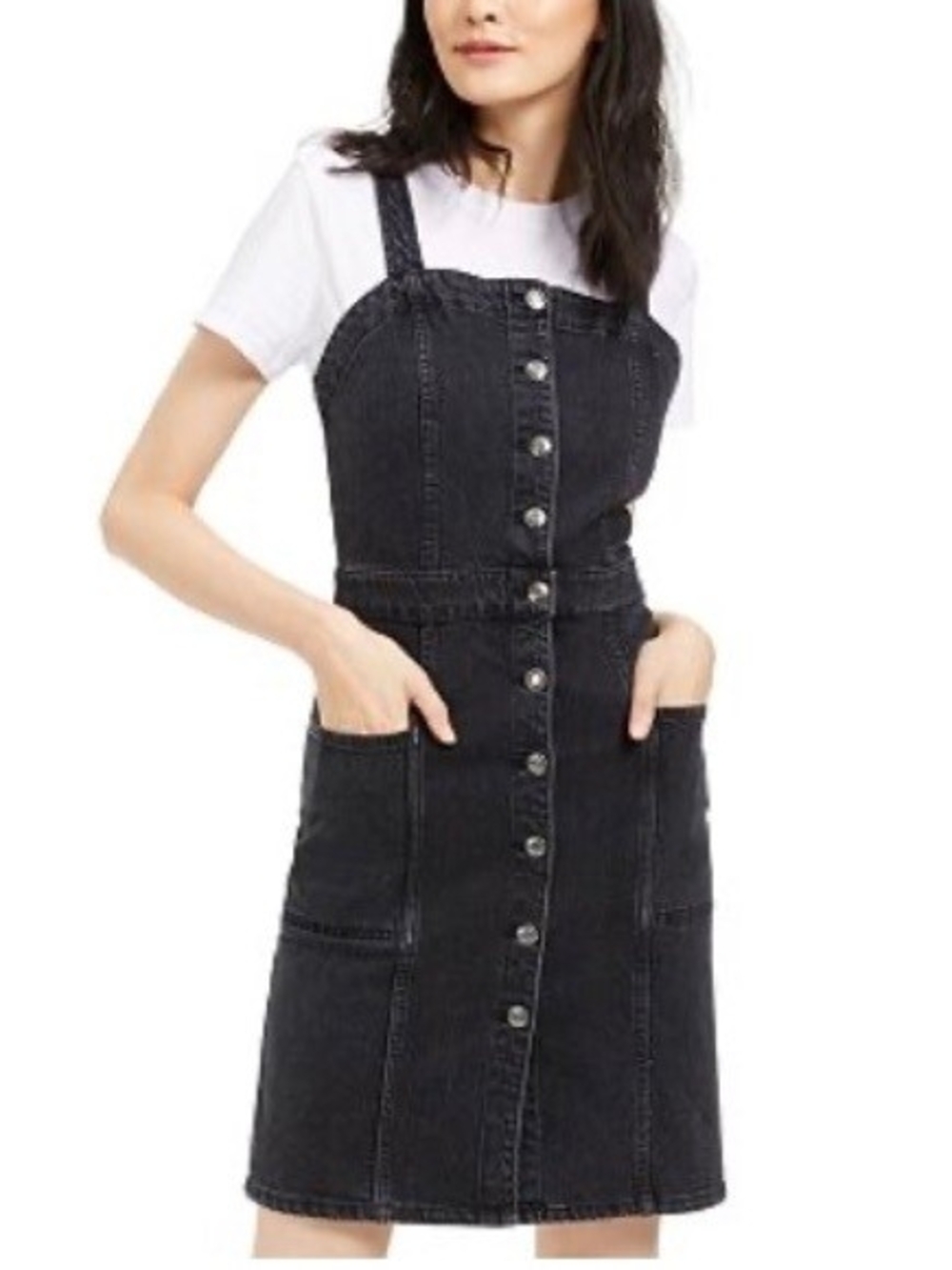 🪁 Oat New York Black Denim Button-Front Mini Dress
